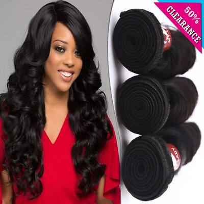 #ad CLEARANCE Hair Extensions Indian Malaysian Virgin Human Hair Weave Loose Wave US $63.68