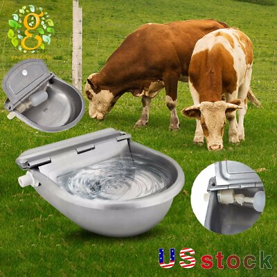 #ad New Automatic Water Stainless Steel Trough Horse Cow Dog Drink Sheep Auto Bowl $28.69
