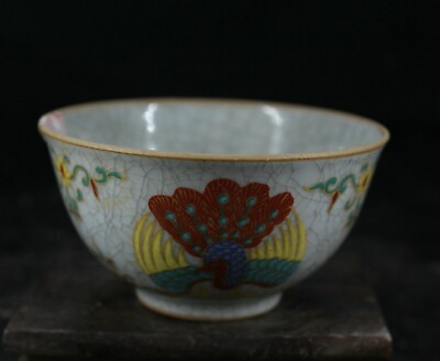 #ad 8.2CM China Antique Bowl Old Ru Kiln Porcelain Bowl Cup Pottery Bowl $89.00