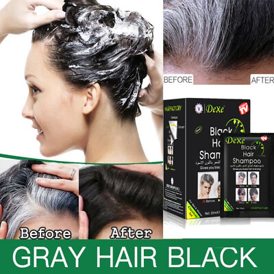 #ad 10 20Pcs Black Hair Shampoo Instant 5 Min Hair Color Dye Natural Organic Repair $12.95