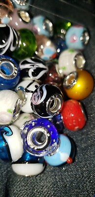 #ad TOAOB 50pcs Assorted Glass European Lampwork Beads Large Hole Spacer Beads NEW $17.11