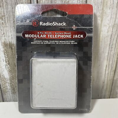 #ad RadioShack 8 Pin RJ 45 Surface Mount Modular Telephone Jack White Gold Plated $5.99
