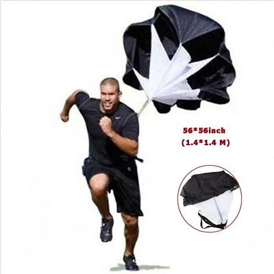#ad 56*56in Parachute Speed Training Resistance Parachute Field Speed Chute Black $8.27