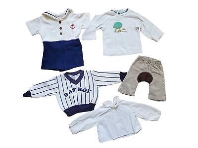 #ad 5x VTG Baby Toddler Boy Sailer Romper LOT Mixed Shirt Pants 1960s 1980s FLAWS $20.82