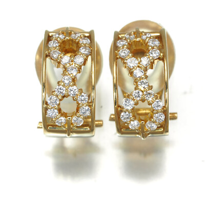 #ad Auth CELINE Earrings Diamond 0.17ct 0.17ct Openwork 18K 750 Yellow Gold $757.05