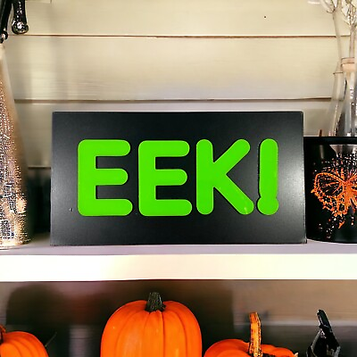 #ad Way to Celebrate Halloween Eek LED Indoor Sign Décor Lights Up Green $9.87