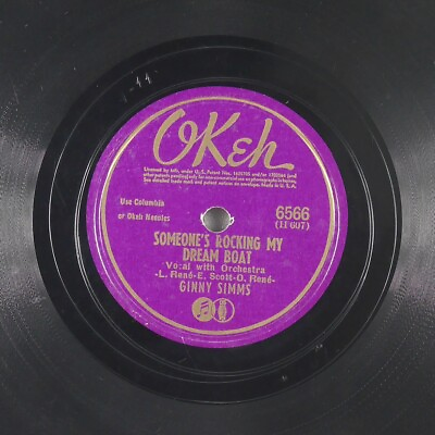 #ad GINNY SIMMS Someones Rocking My Dreamboat Sometimes OKEH 6566 VG 78rpm $10.80