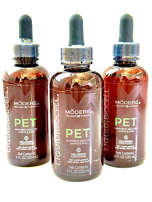 #ad MODERE LIQUID BIOCELL PET 3 PACK Collagen for Healthy Coat Joint Relief $199.99