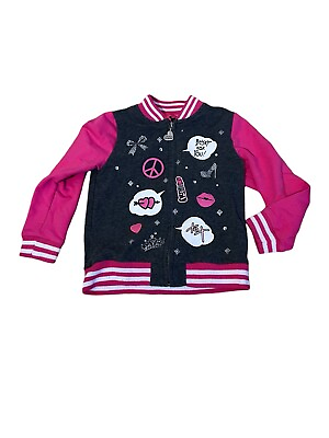 #ad Betsey Johnson Girls Toddler Jacket 4T Make Up Fashion Zip Up $24.99