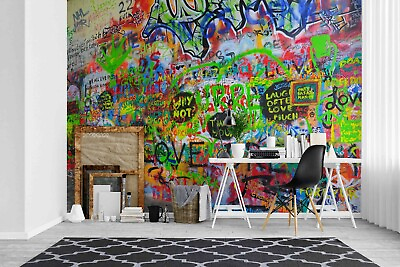 #ad 3D Abstract Graffiti Wallpaper Wall Mural Removable Self adhesive 12 AU $349.99