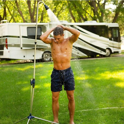 #ad ALUMINUM OUTDOOR SHOWER RV POOL PORTABLE FREESTANDING BASE ADJUSTABLE HEIGHT $34.98