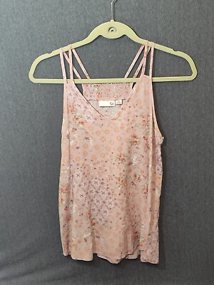 #ad SO Juniors#x27; Pink Floral V Neck Camisole Tank Top XS Loose Fit Summer Casual $6.50