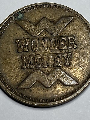#ad Wonder Money No Cash Value Amusement Brass Arcade Token #qa1 $9.09