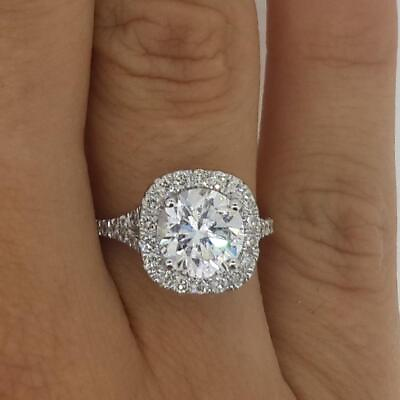 #ad 3.05 Ct Pave Split Shank Round Cut Diamond Engagement Ring VS2 G White Gold 14k $5567.00