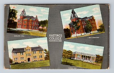 #ad Hastings NE Nebraska Hastings College Hall Dormitory Vintage Postcard $6.99