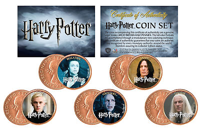 #ad Harry Potter * VILLAINS * Colorized UK British Halfpenny 5 Coin Set * Licensed * $18.95
