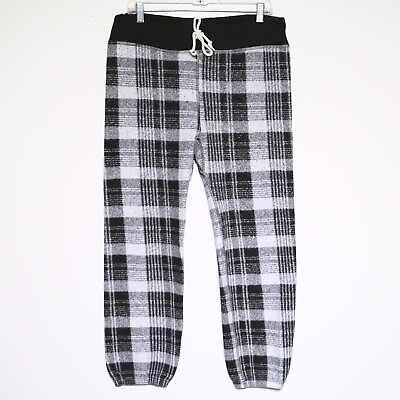 #ad THE GREAT Black Lumber Plaid Drawstring Pants Warm Up Sweatpants Women#x27;s 3 Large $69.99