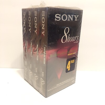 #ad Sony 4 Pack VHS Tapes Blank Premium Grade T 160VF 8 HR VCR Video Cassette Sealed $17.09