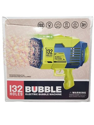 #ad **NEW** 132 Hole Electric Automatic Light Bubble Machine Bubbles Gun Blue $12.59