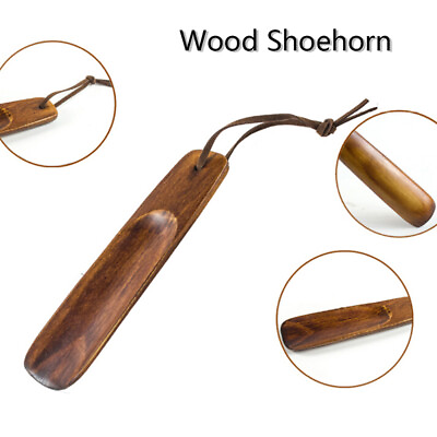 #ad 1pc Solid Wood Shoehorn Natural Wooden Shoe Horn Shoe Lift=t= $2.78