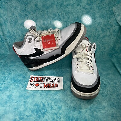 #ad Nike Air Jordan 3 Retro Tinker Hatfield Men’s High Top White Leather Shoes $79.99