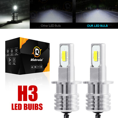 #ad Pair Upgraded H3 LED Headlight Fog Light Bulbs Kit 110W Super Bright 6000K White $11.99