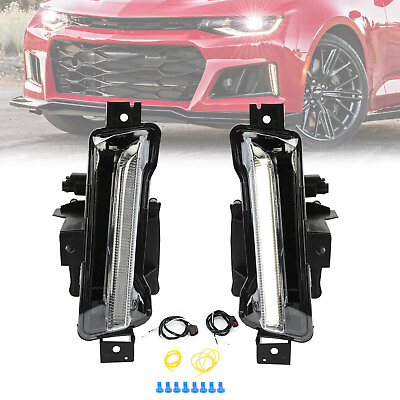 #ad #ad Pair DRL Fog Lights Daytime Running Lamp For Chevy Camaro ZL1 RS 1LT 2016 2023 $71.50