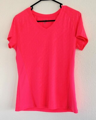 #ad C9 by Champion Women#x27;s Neon Pink Short Sleeve V Neck Athletic T Shirt Size M $8.97