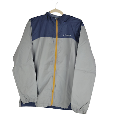 #ad Columbia Big Boys#x27; Glennaker Jacket Hooded Windbreaker Gray Blue Orange XL 18 20 $15.50