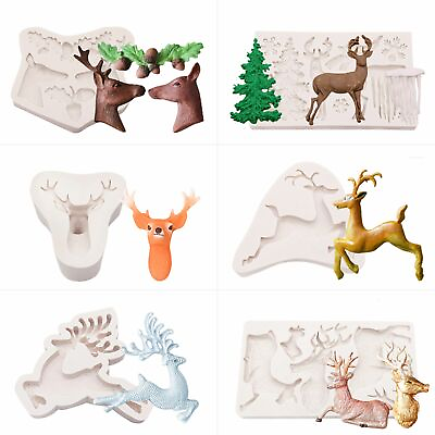 #ad 3D Christmas Deer Silicone Molds Elk Head Fondant Cake Chocolate Decorating Tool $17.84