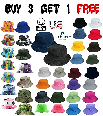 #ad Bucket Hat Boonie Visor Hunting Fishing Outdoor Summer Cap Unisex 100% Cotton $9.36