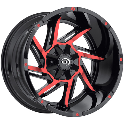 #ad VISION 422 Prowler 20X12 6X135 ET 51 Gloss Black Machined w Red Tint Qty of 4 $903.03