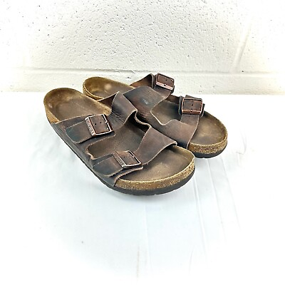 #ad Birkenstock Arizona Brown Double Buckle Slip On Slide Leather Sandals EU38 7.5US $27.00