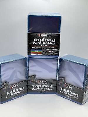 #ad BCW 3X4 BLUE BORDER Standard Toploaders 35pt 4 Packs of 25 100 total $17.54