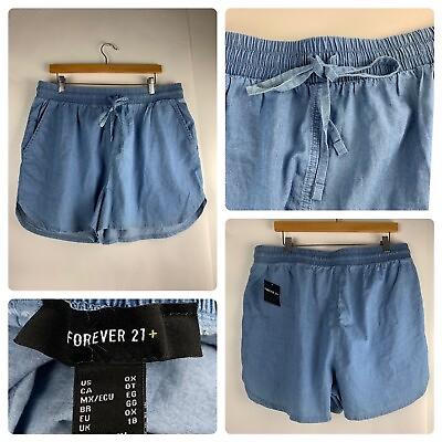 #ad Forever 21 Plus Shorts Woven Light Denim Blue Womens Size 0X $12.00