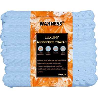 #ad Waxness Premium Soft Thick Extra Absorbent Microfiber Towel 16”X 29” Blue 10pcs $29.20