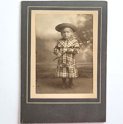#ad Vintage Photograph Cabinet Card 2 Year Old Child in a Plaid Dress 6quot; x 4 1 4quot; $9.99