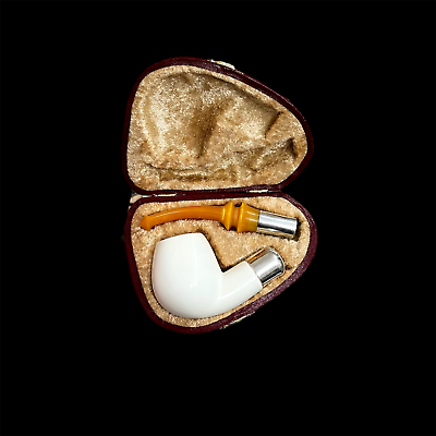 #ad Block Meerschaum Pipe 925 silver unsmoked smoking tobacco pipe w case MD 333 $210.33