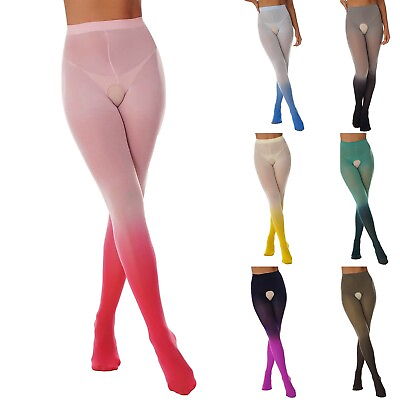 #ad Womens Hollow Out Mesh See Through Long Pants Gradient Color Tight Leggings $7.68