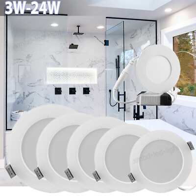 #ad 3W 6W 9W 12W 18W 24W Ultra Thin LED Recessed Ceiling Panel down light Fixture US $12.99