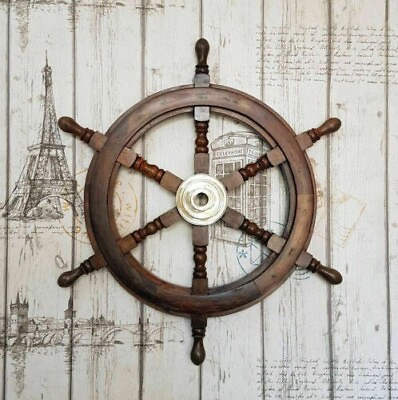 #ad Pirate Boat Wooden Wheel Shipping String Designer Decorative 18quot;Inch Handmade $44.10