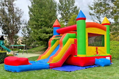 #ad Commercial Inflatable Fiesta Rainbow Combo Bounce House Slide Pool 1.5HP Blower $1756.00