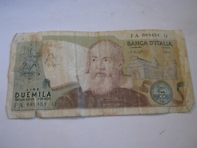#ad ITALY 2000 Lire Note 1976 Pick # 103b Galileo Galilei Arcetri Observatory $2.99