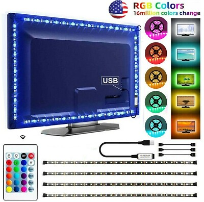 #ad 5050 RGB LED Strip Lights TV Back Light 5V USB Color Changing w 24Key Remote US $7.82