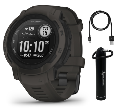 #ad Garmin Instinct 2 GPS Rugged Outdoor Smartwatch Graphite with Power Bank $304.99
