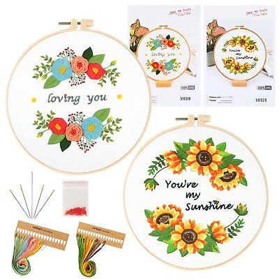 #ad Embroidery Kit for Adults 2 Pack Cross Stitch Kits with Pattern Beginners Hoo... $15.36