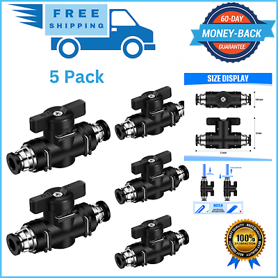 #ad 5 Pieces Pneumatic Ball Valve Push to Connect Fittings Ball Valve PVC Air Flo... $19.99