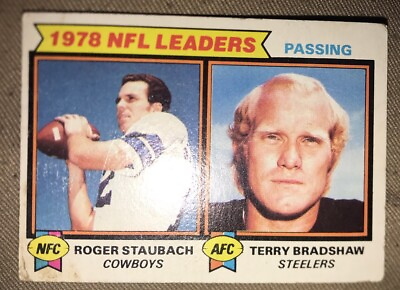 #ad 1979 Topps # 1 ROGER STAUBACH amp; TERRY BRADSHAW QB Leaders Steelers Cowboys $3.76
