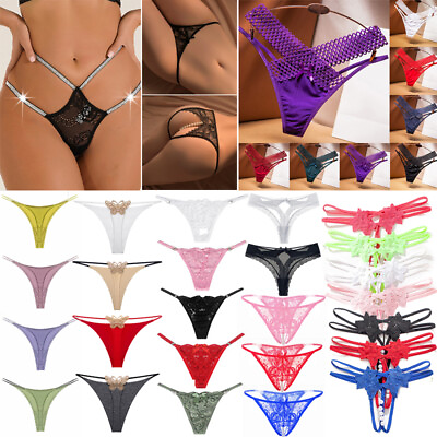 #ad Women Sexy Floral Brief Crotchles G string Thong Lingerie Underwear Panties Ṅ $2.70