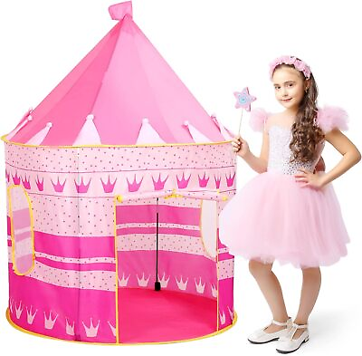 #ad Kids Princess Play Tent 53Hx40W Indoor Outdoor Pop Up Pretend Play Playhouse $37.99
